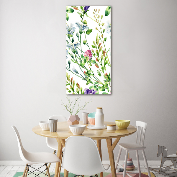 Glasbild vertikales Wildblumen