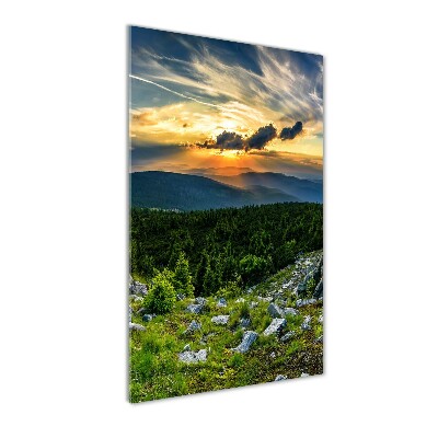 Foto auf glas vertikales Panorama der Berge