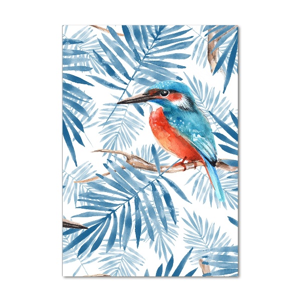 Foto auf glas vertikales Vögel und Blätter