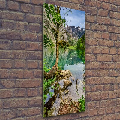 Bild aus glas vertikales See in den Bergen