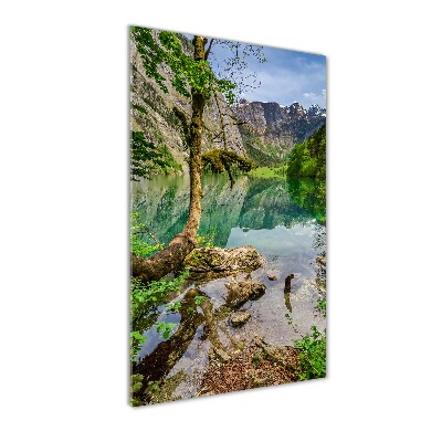 Bild aus glas vertikales See in den Bergen