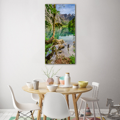 Bild aus glas vertikales See in den Bergen