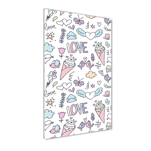 Glasbild vertikales Romantisches Muster