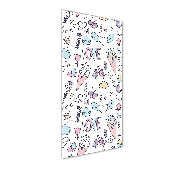 Glasbild vertikales Romantisches Muster