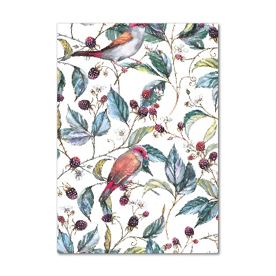 Foto auf glas vertikales Vögel und Brombeeren