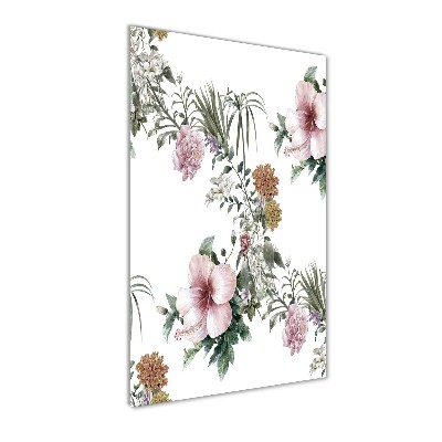 Glasbild vertikales Tropische Blumen