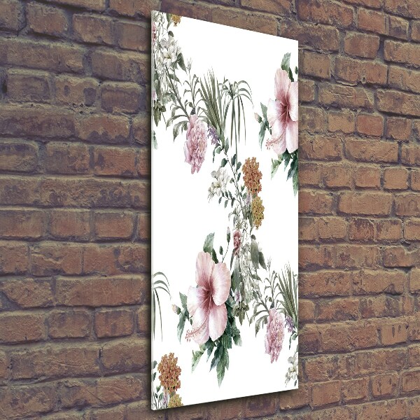 Glasbild vertikales Tropische Blumen