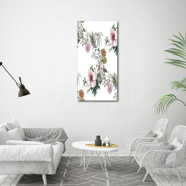 Glasbild vertikales Tropische Blumen