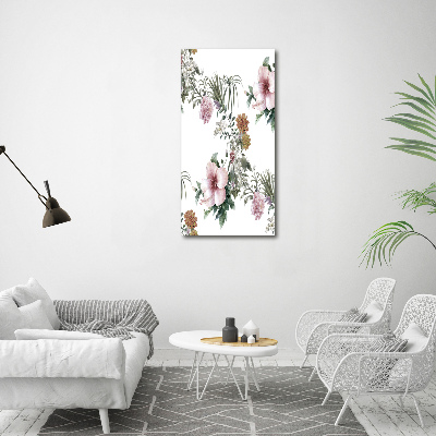 Glasbild vertikales Tropische Blumen