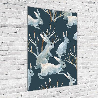 Glasbild vertikales Kaninchen