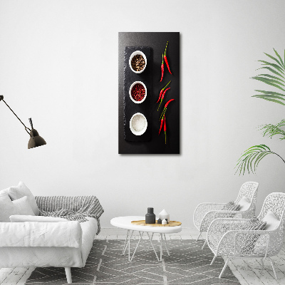 Glasbild vertikales Gewürze und Paprika