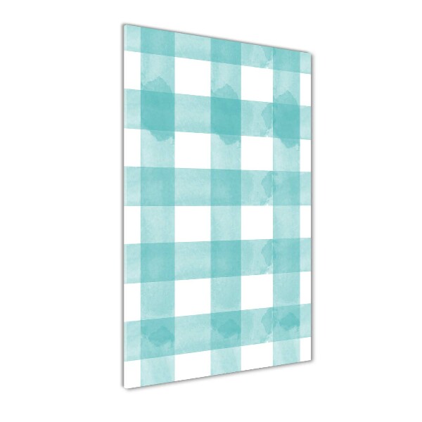 Glasbild vertikales Blau kariert