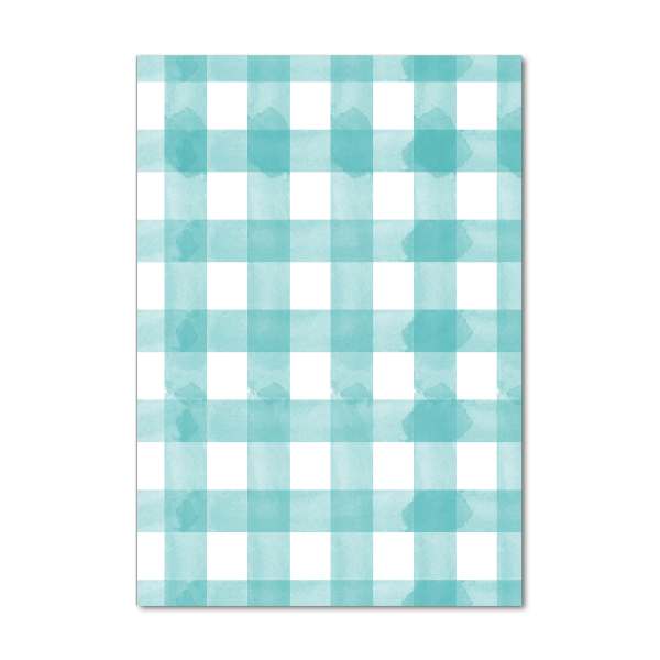 Glasbild vertikales Blau kariert