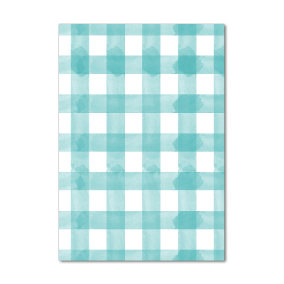 Glasbild vertikales Blau kariert