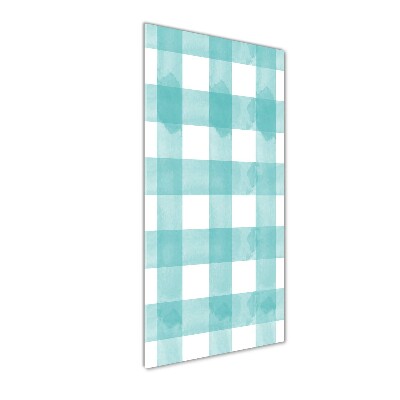 Glasbild vertikales Blau kariert