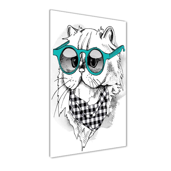 Foto auf glas vertikales Katze mit Brille