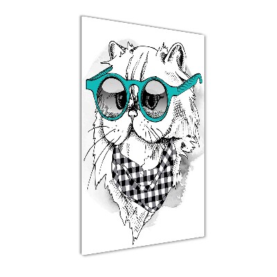 Foto auf glas vertikales Katze mit Brille