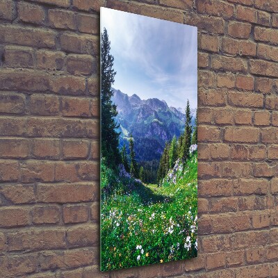 Glasbild vertikales Alpen