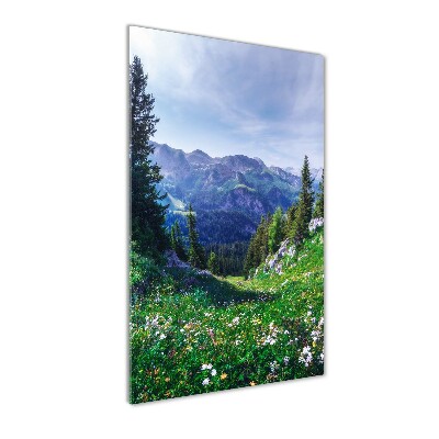 Glasbild vertikales Alpen