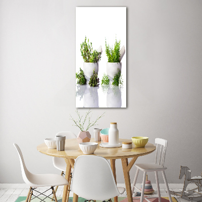 Foto auf glas vertikales Mörser und Kräuter