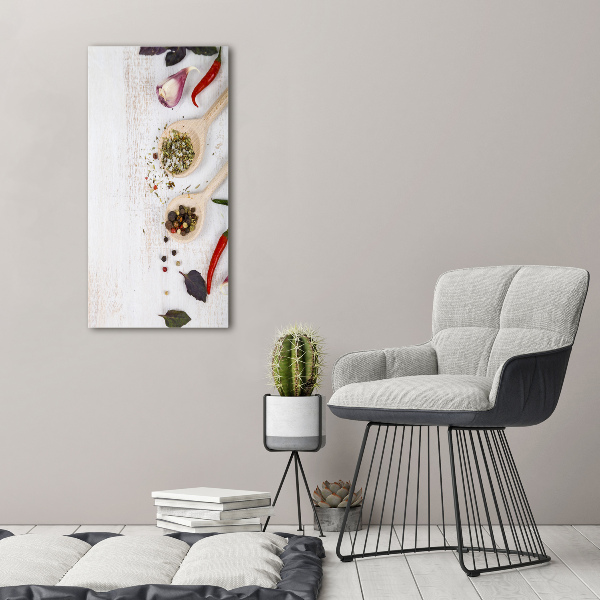 Glasbild vertikales Gemüse und Gewürze