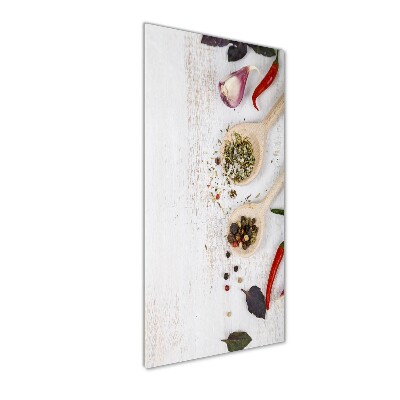 Glasbild vertikales Gemüse und Gewürze