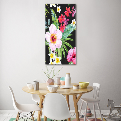 Glasbild vertikales Hawaiianisches Muster