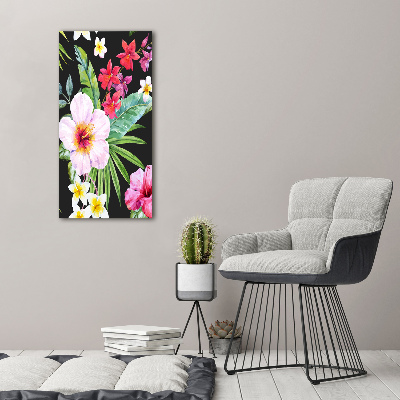 Glasbild vertikales Hawaiianisches Muster