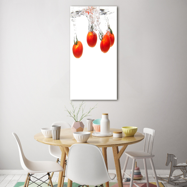 Glasbild vertikales Tomaten unter Wasser