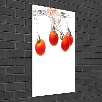 Glasbild vertikales Tomaten unter Wasser