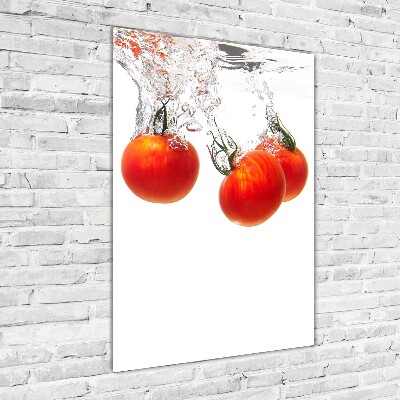 Glasbild vertikales Tomaten unter Wasser
