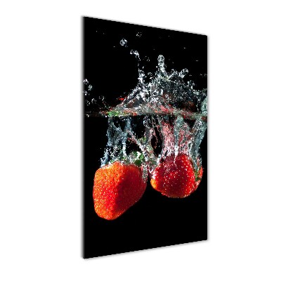 Bild aus glas vertikales Erdbeeren unter Wasser