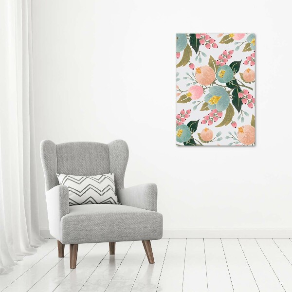 Glasbild vertikales Frühlingsblumen