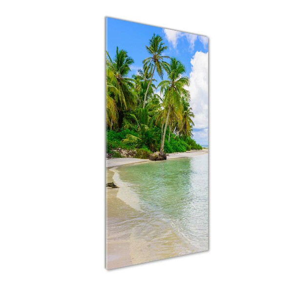 Glasbild vertikales Tropischer Strand