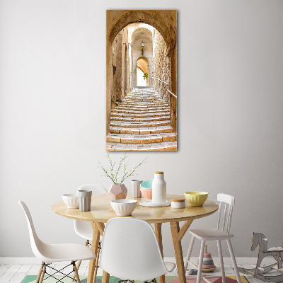 Glasbild vertikales Enge Straßen