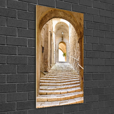 Glasbild vertikales Enge Straßen