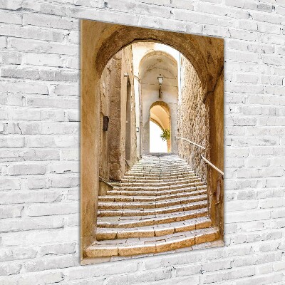 Glasbild vertikales Enge Straßen