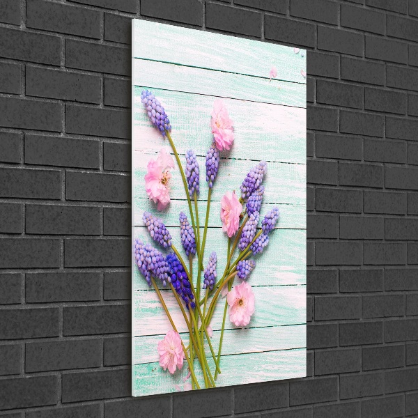 Glasbild vertikales Traubenhyazinthe