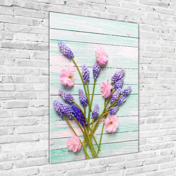 Glasbild vertikales Traubenhyazinthe