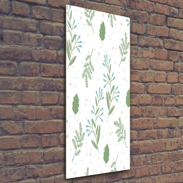 Bild aus glas vertikales Blätter und Herzen