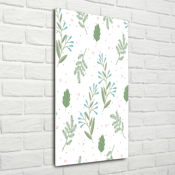 Bild aus glas vertikales Blätter und Herzen