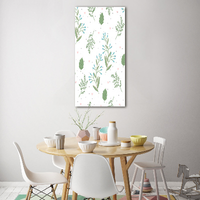 Bild aus glas vertikales Blätter und Herzen