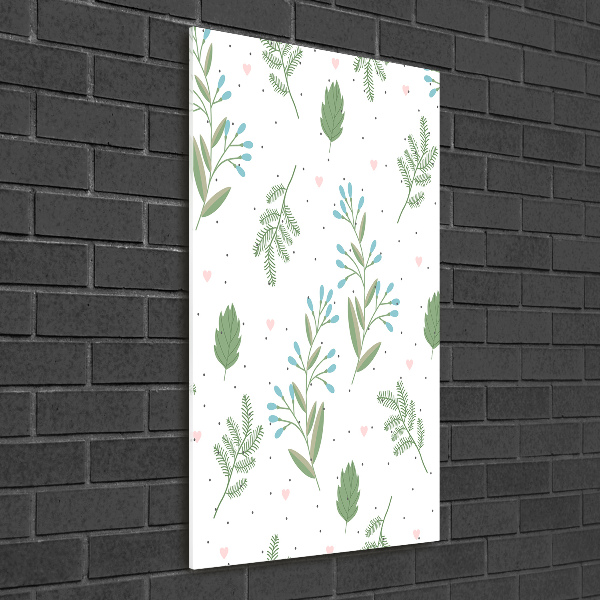 Bild aus glas vertikales Blätter und Herzen