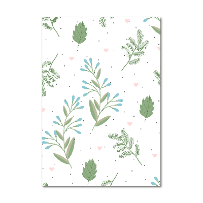 Bild aus glas vertikales Blätter und Herzen