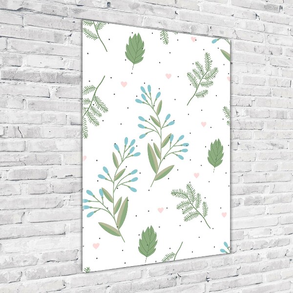 Bild aus glas vertikales Blätter und Herzen