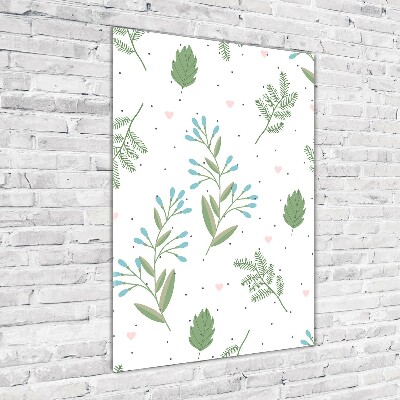 Bild aus glas vertikales Blätter und Herzen