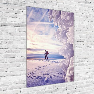 Foto auf glas vertikales Skifahrer