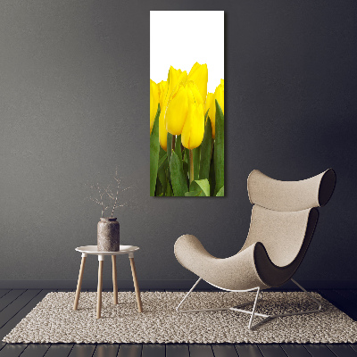 Glasbild vertikales Gelbe Tulpen