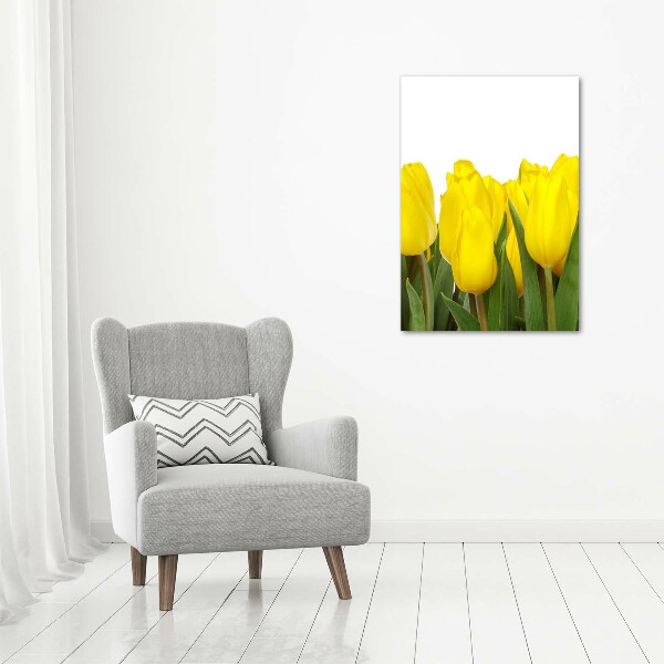 Glasbild vertikales Gelbe Tulpen