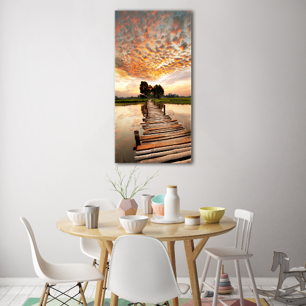 Foto auf glas vertikales Holzbrücke